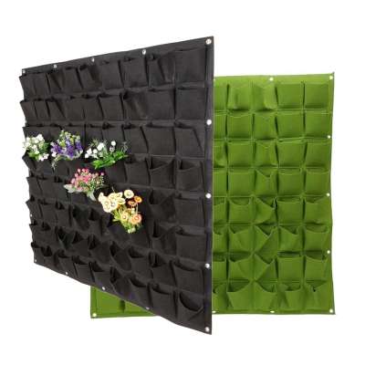 72 Pockets Multi Black Green Gardening Planting Bags Water Proof Flora Felt Living Wall Vertical Planter Hanging Grow Bags