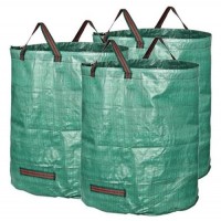 Foldable reusable plastic gardening bag refuse 272L 72 gallon collapsable trash leaf garbage waste heavy duty garden bag